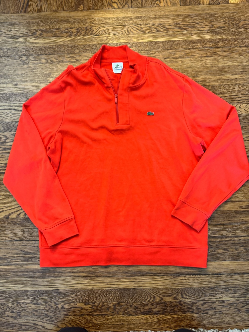 Lacoste Bright Red Quarter-Zip Pullover